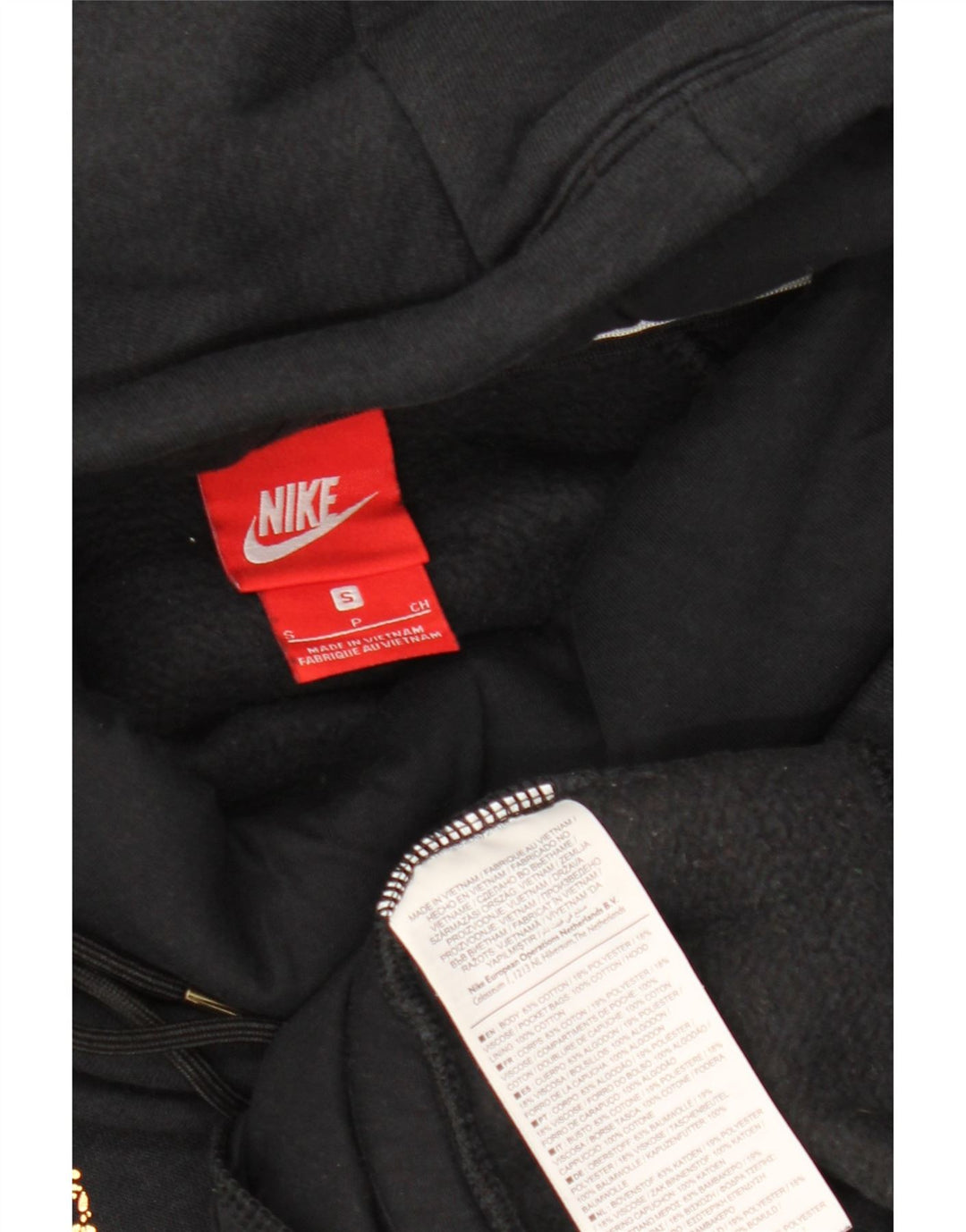 NIKE Pull à capuche graphique surdimensionné pour femme UK 10 Petit coton noir