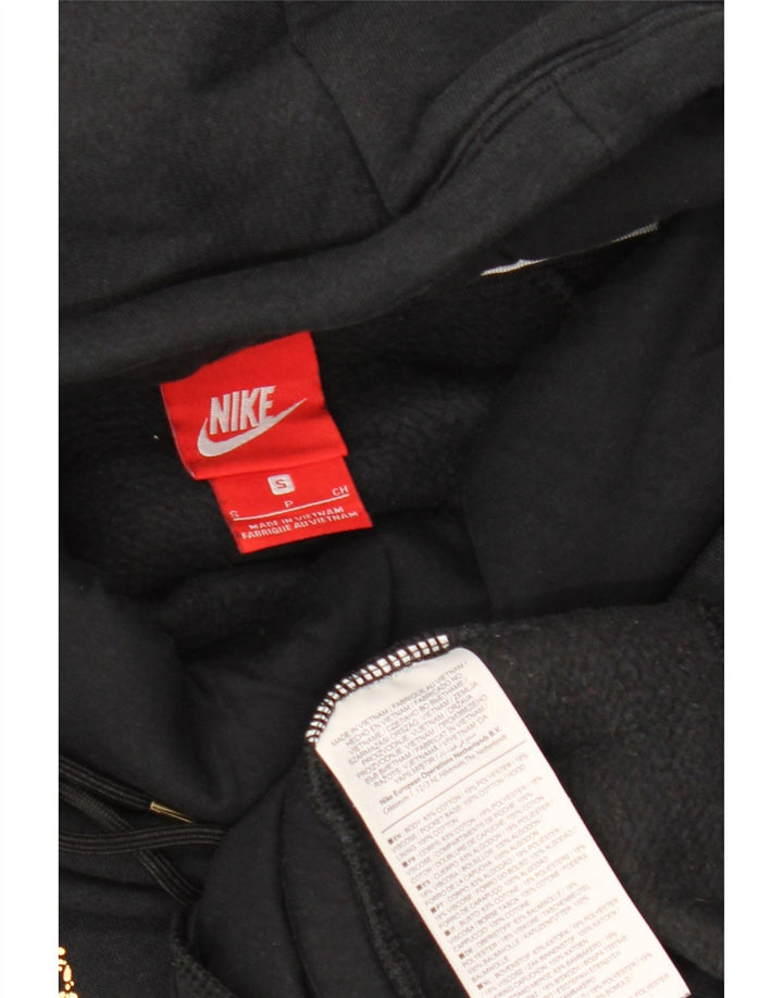 NIKE Pull à capuche graphique surdimensionné pour femme UK 10 Petit coton noir
