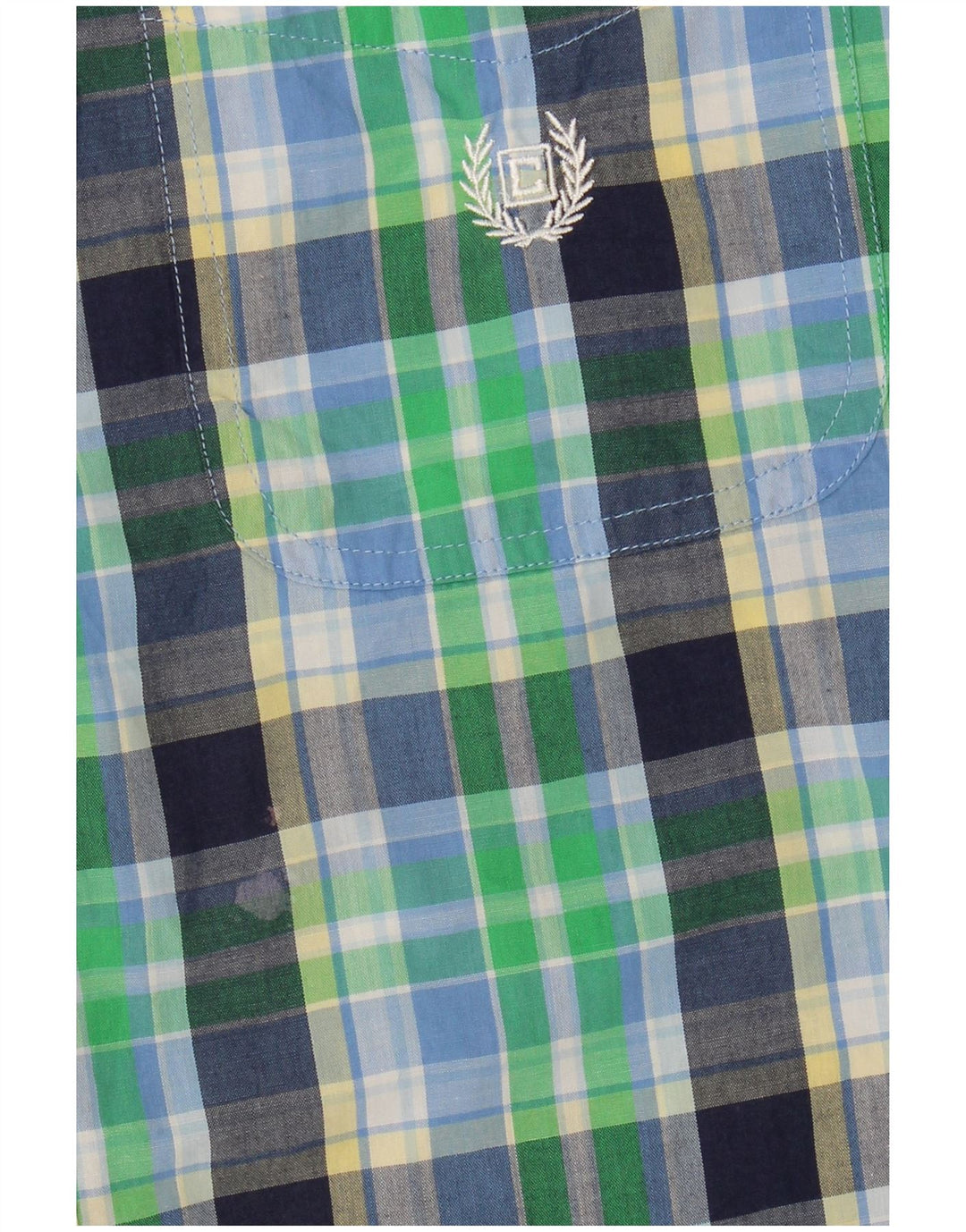 Chaps Chemise à manches courtes pour homme facile d'entretien en coton à carreaux verts