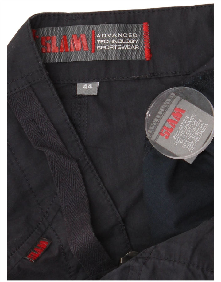 Slam Pantalon Cargo Droit Femme IT 44 Medium W32 L35 Bleu Marine Coton