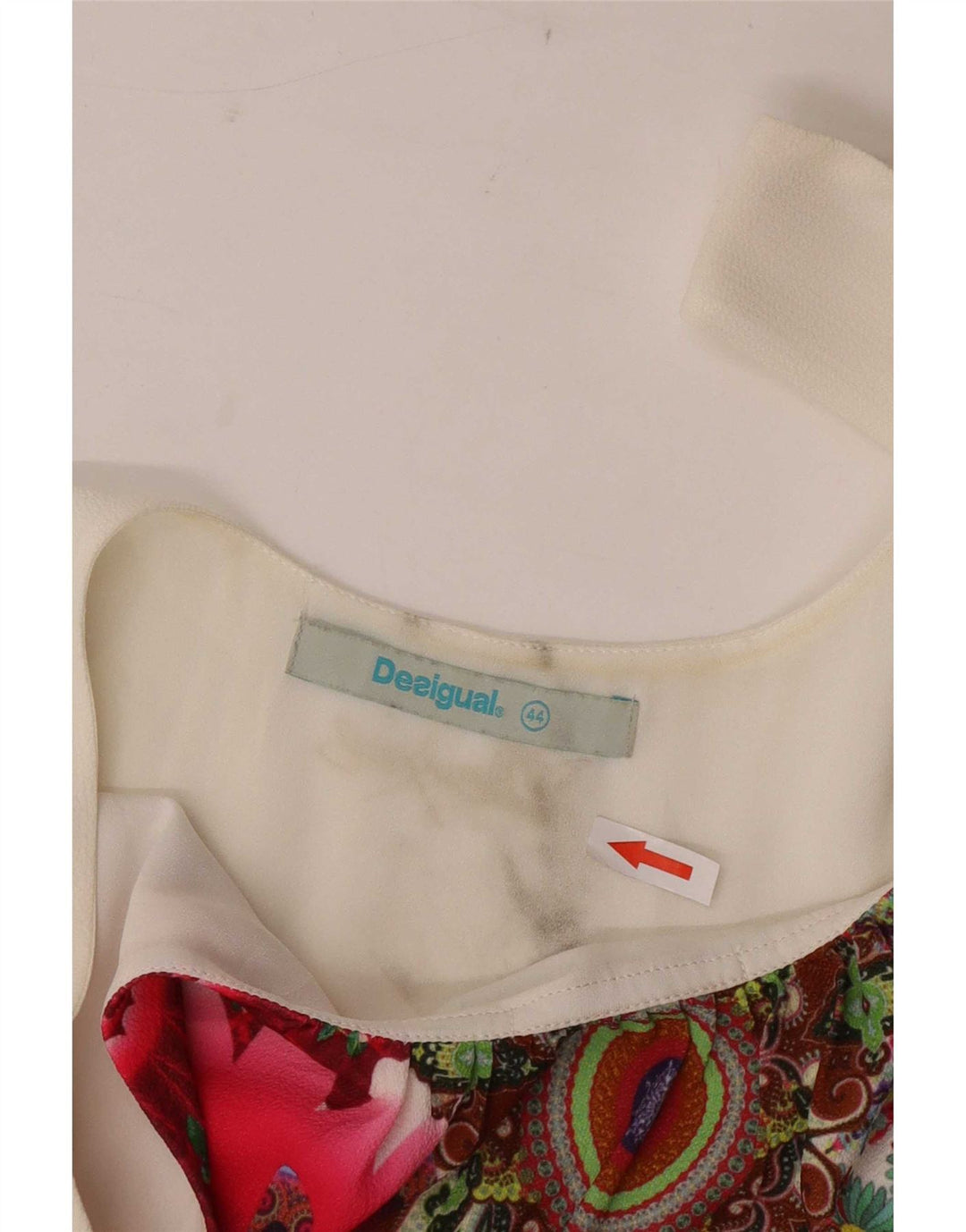Desigual Tunique sans manches pour femme EU 44 XL Blanc Floral Polyester