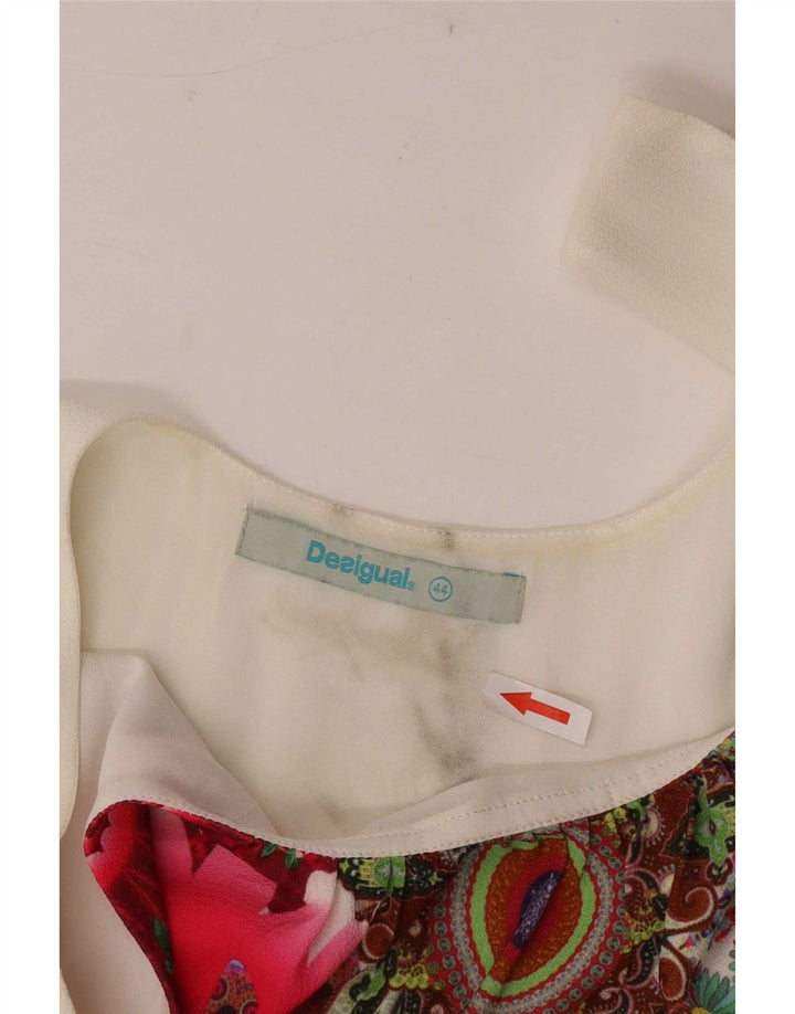 Desigual Tunique sans manches pour femme EU 44 XL Blanc Floral Polyester