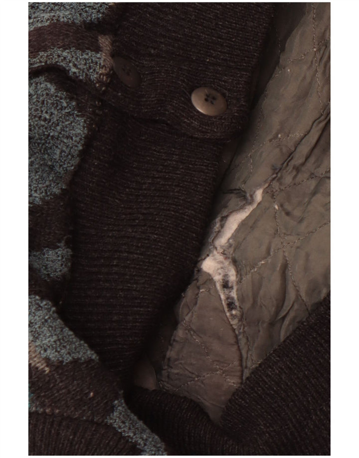 vintage Mens Bomber Jacket UK 42 XL Laine d’alpaga géométrique multicolore