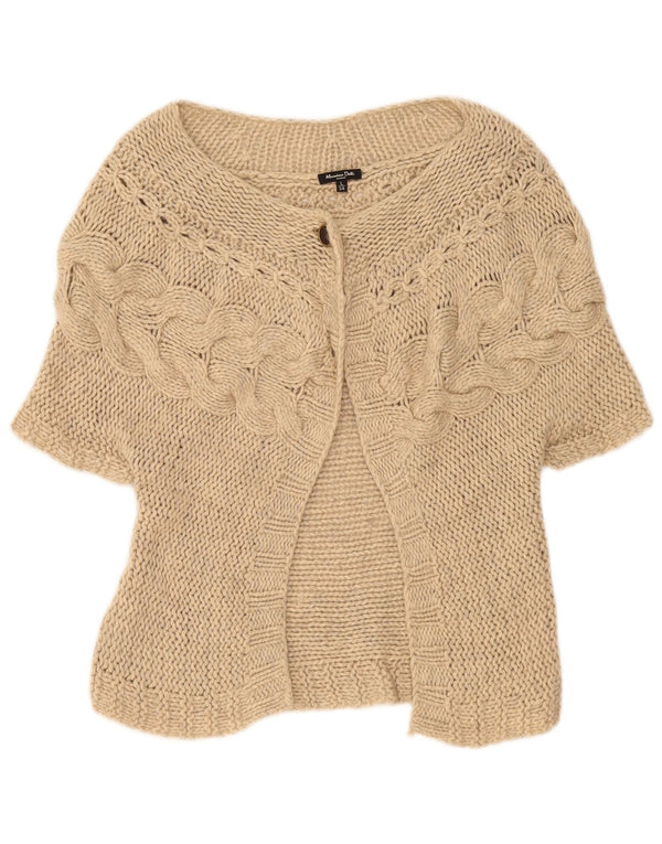 Massimo Dutti Cardigan à manches courtes pour femme UK 14 Large Beige
