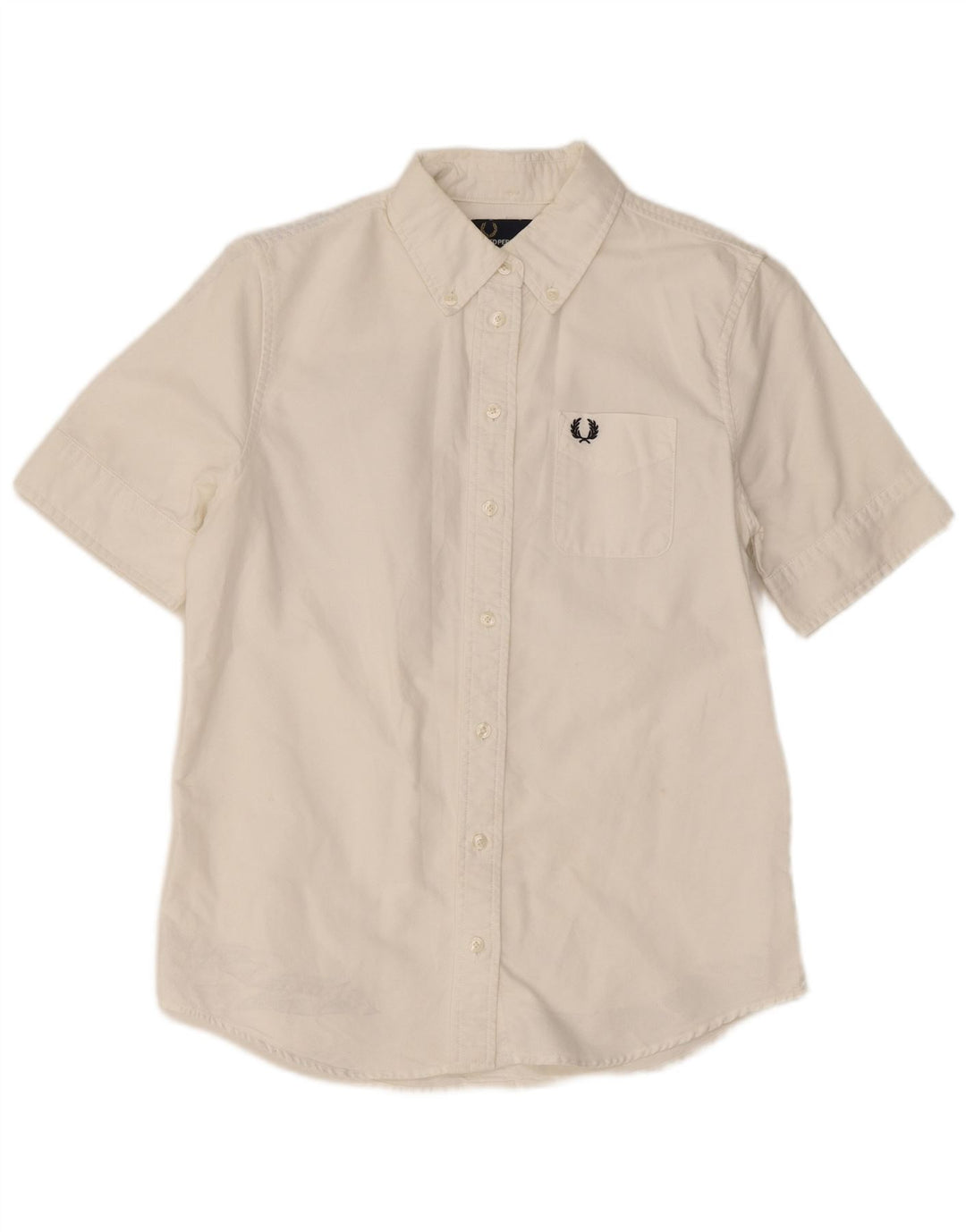 Fred Perry Chemise à manches courtes pour femme UK 8 Small Blanc Coton