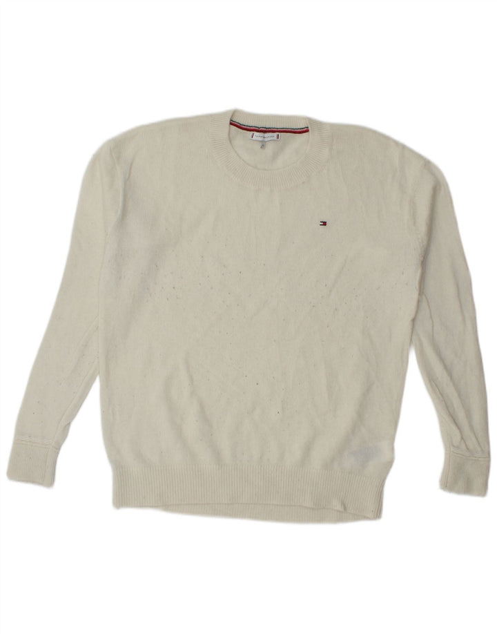 Tommy Hilfiger Pull à col rond pour homme XL en laine blanche