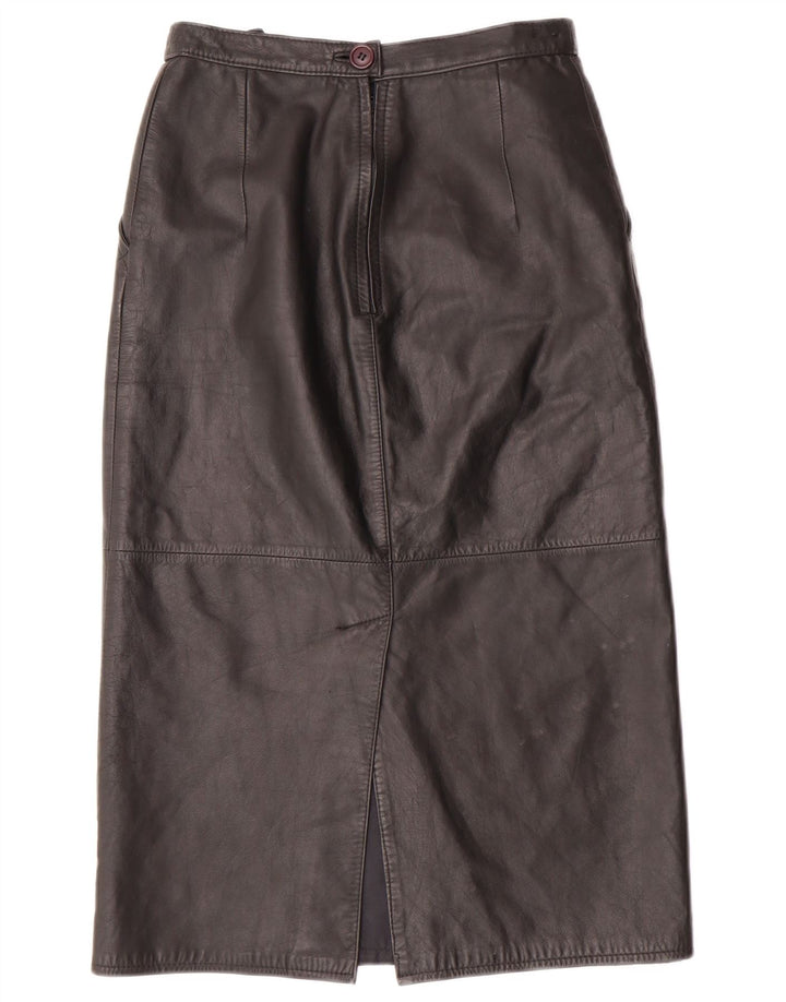 CHALICE Jupe en cuir taille haute pour femme UK 8 Small W24 Cuir noir