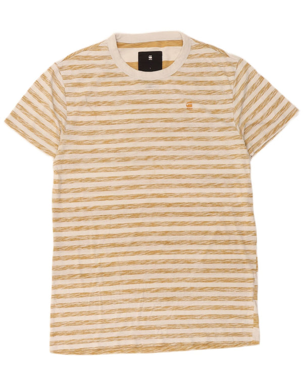 G-Star Homme T-Shirt Top Large Beige Rayé Coton