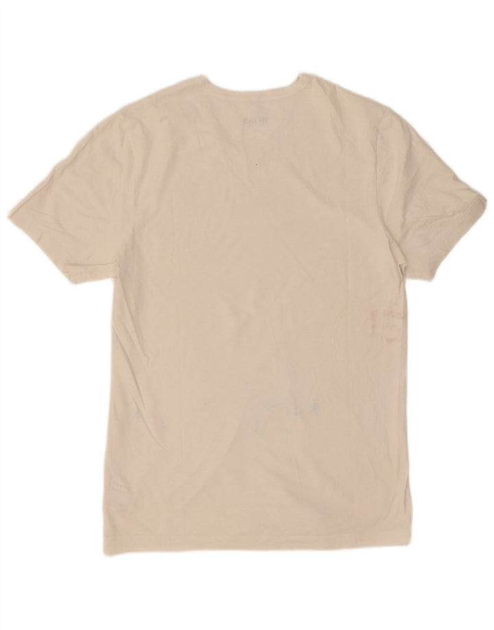 Hugo Boss Hommes T-Shirt Top Petit Blanc Coton