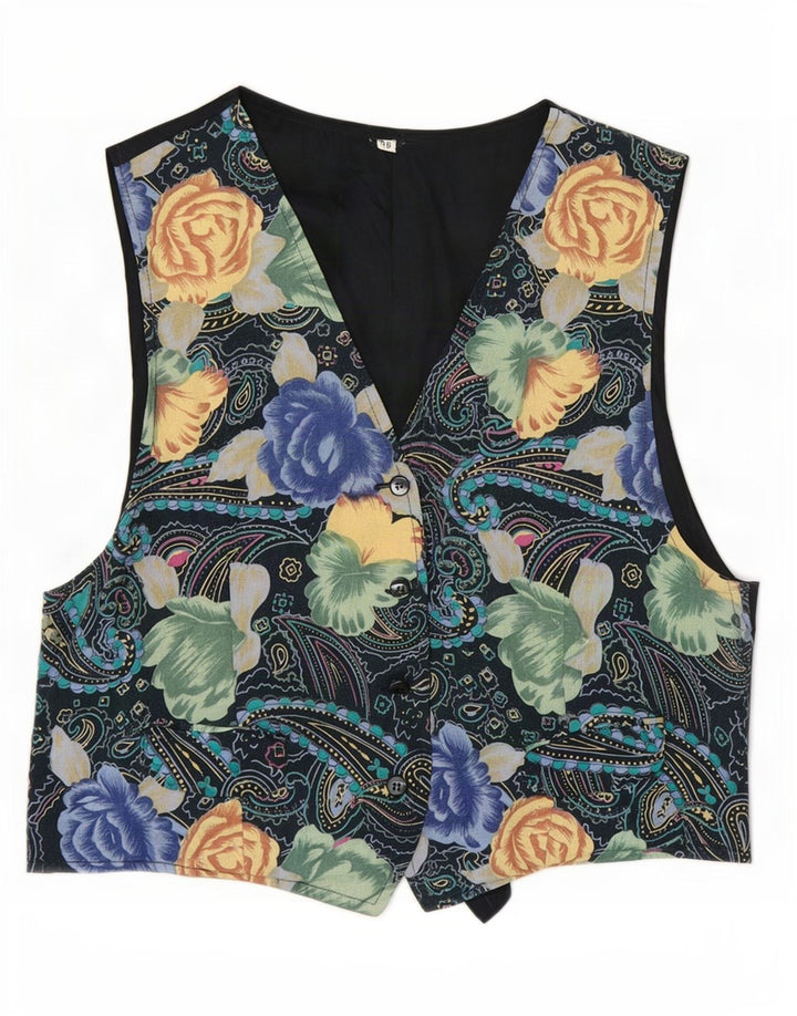 gilet femme vintage IT 46 Grand Floral Multicolore