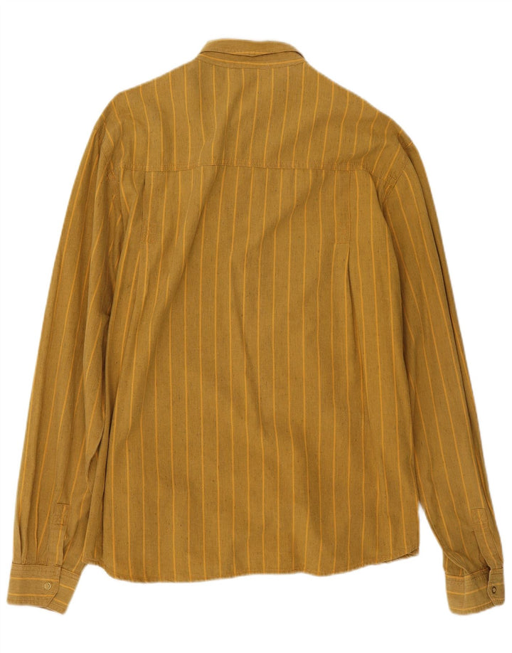 Chemise Homme Vintage Coton Rayé Jaune Moyen