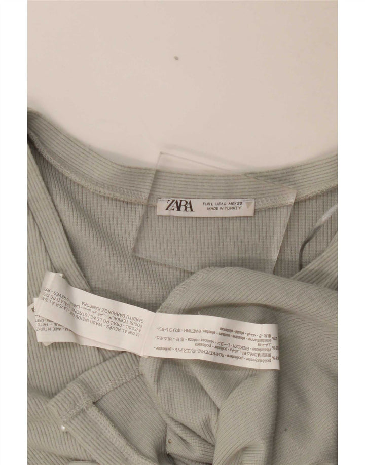 Zara Womens Crop Cardigan Top UK 14 Large Gris Polyester
