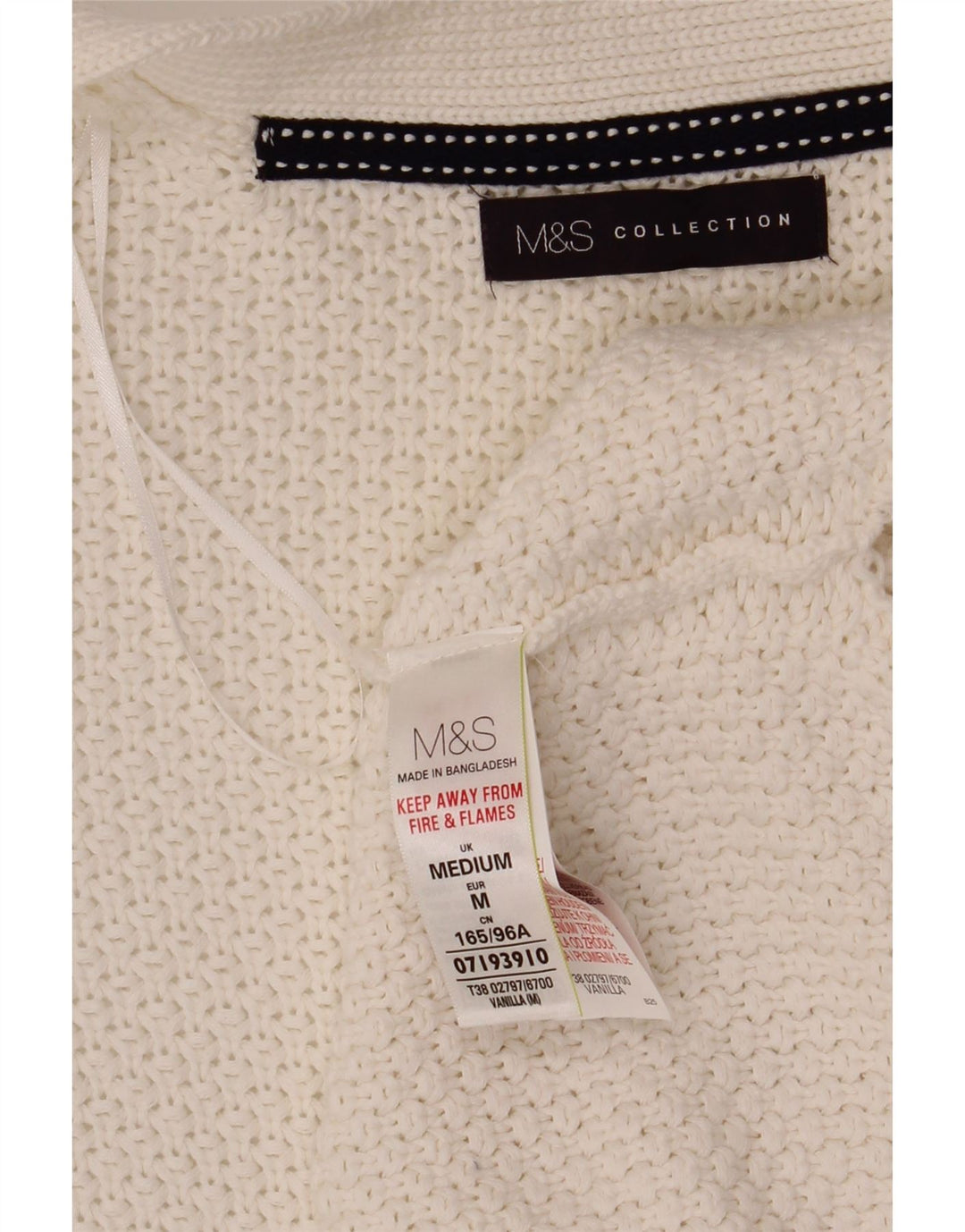 MARKS & SPENCER Womens Open Cardigan Sweater UK 14 Medium White Cotton Vintage Marks & Spencer and Second-Hand Marks & Spencer from Messina Hembry 