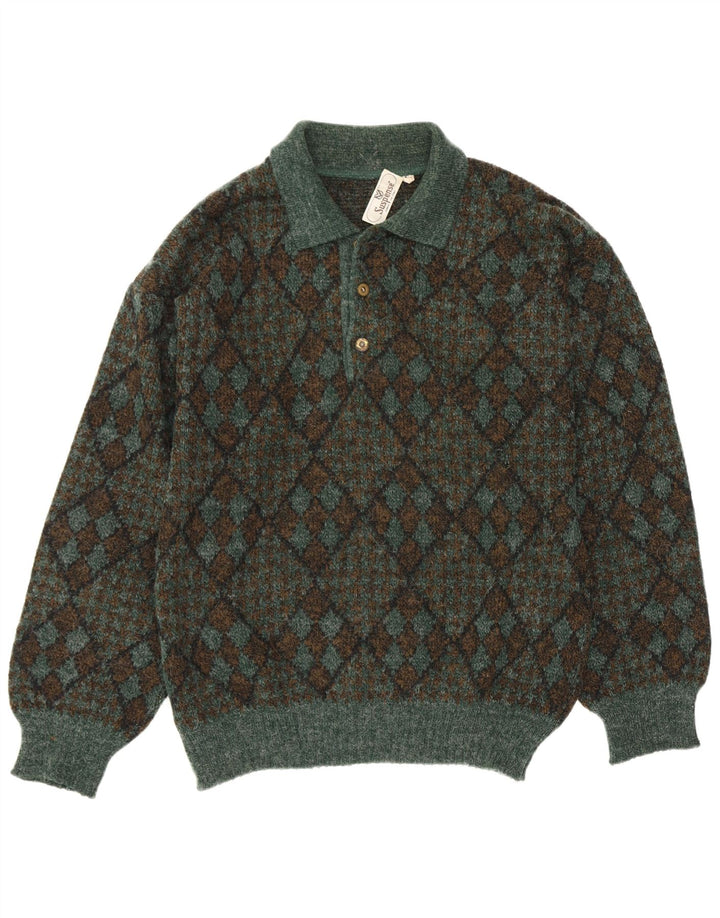 Suspense Pull col polo pour homme IT 50 Vert moyen Argyle/Diamant