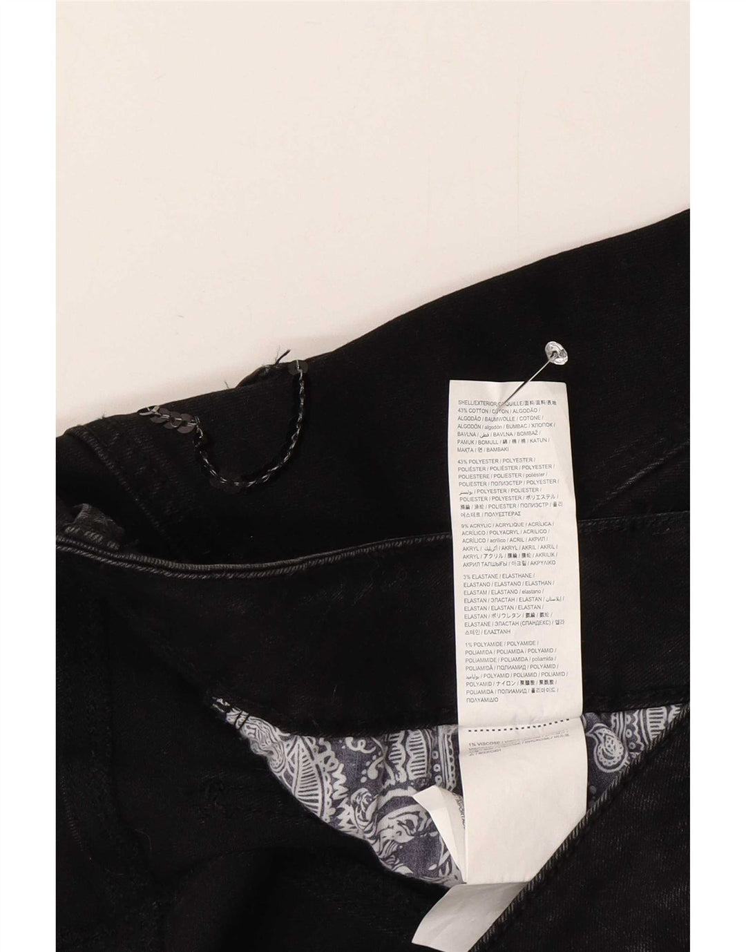 Desigual Jupe asymétrique en jean pour femme EU 40 Medium W30 Gris à chevrons