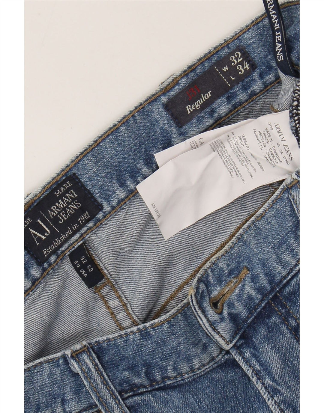 ARMANI Jean Droit Homme W32 L31 Bleu Coton
