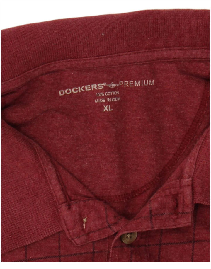 Dockers Polo Homme XL Marron à Carreaux Coton