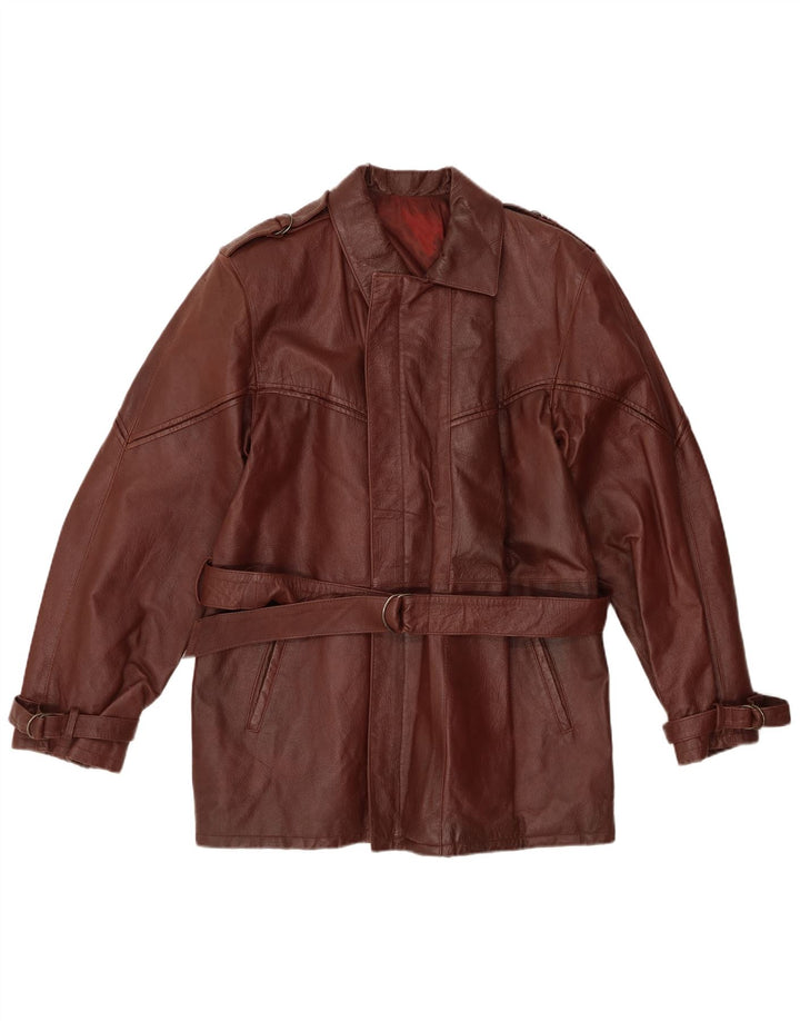 Manteau en cuir homme vintage IT 48 marron moyen