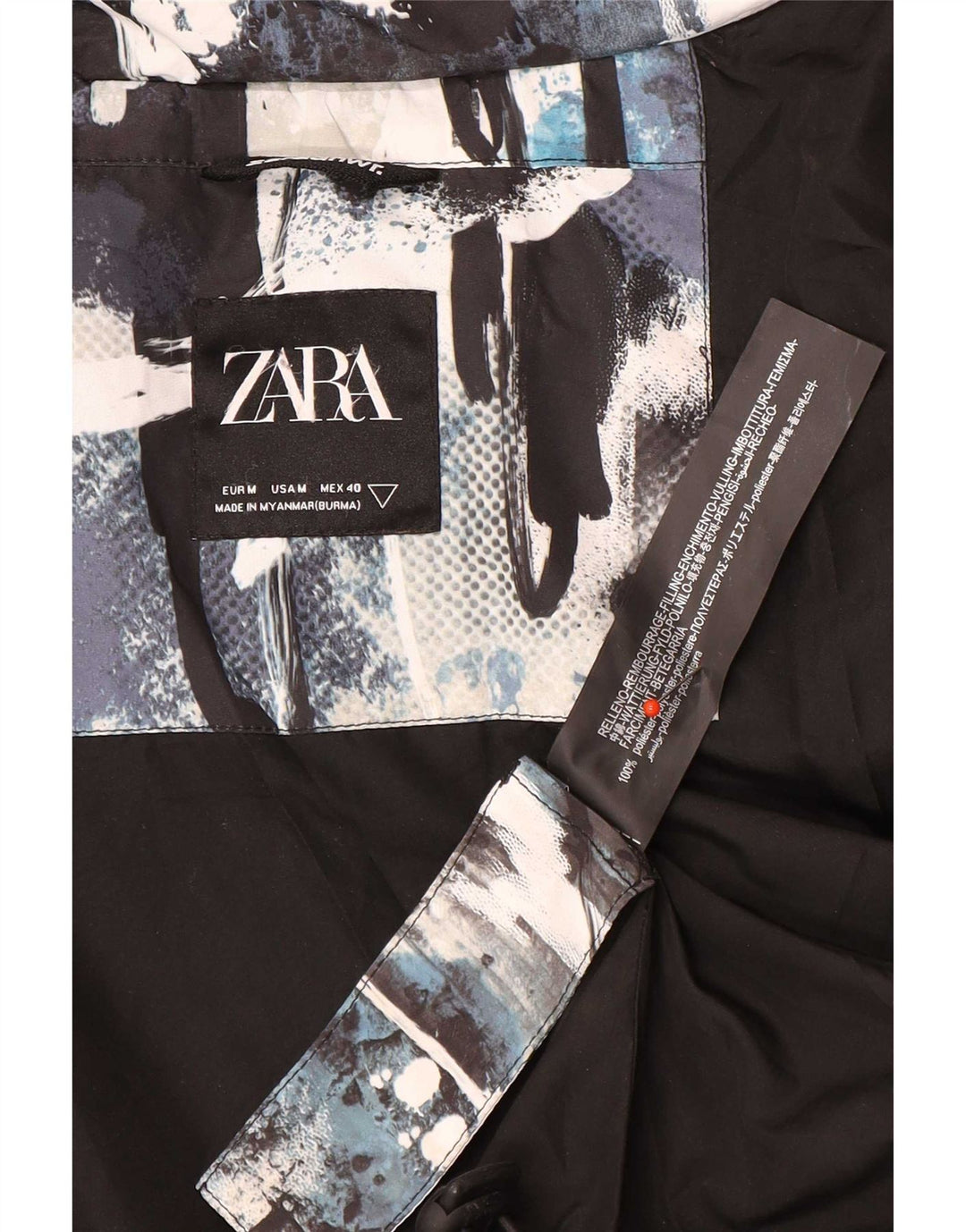 Zara Veste matelassée à capuche pour homme UK 38 Medium Multicolore Camouflage