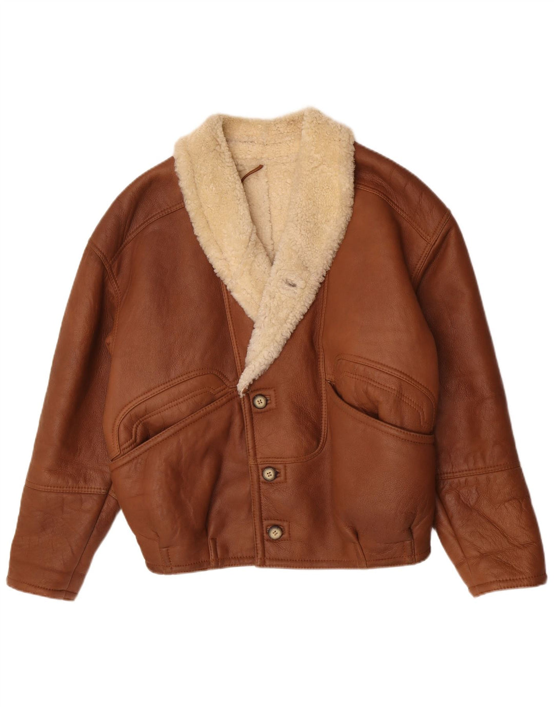 veste en peau de mouton vintage pour hommes IT 48 Brun moyen