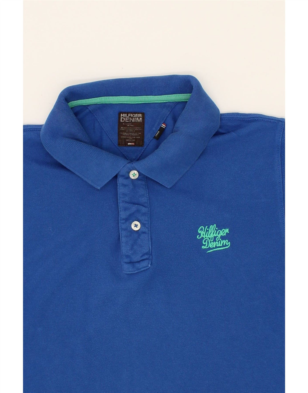 TOMMY HILFIGER Mens Polo Shirt Large Blue Cotton Vintage Tommy Hilfiger and Second-Hand Tommy Hilfiger from Messina Hembry 