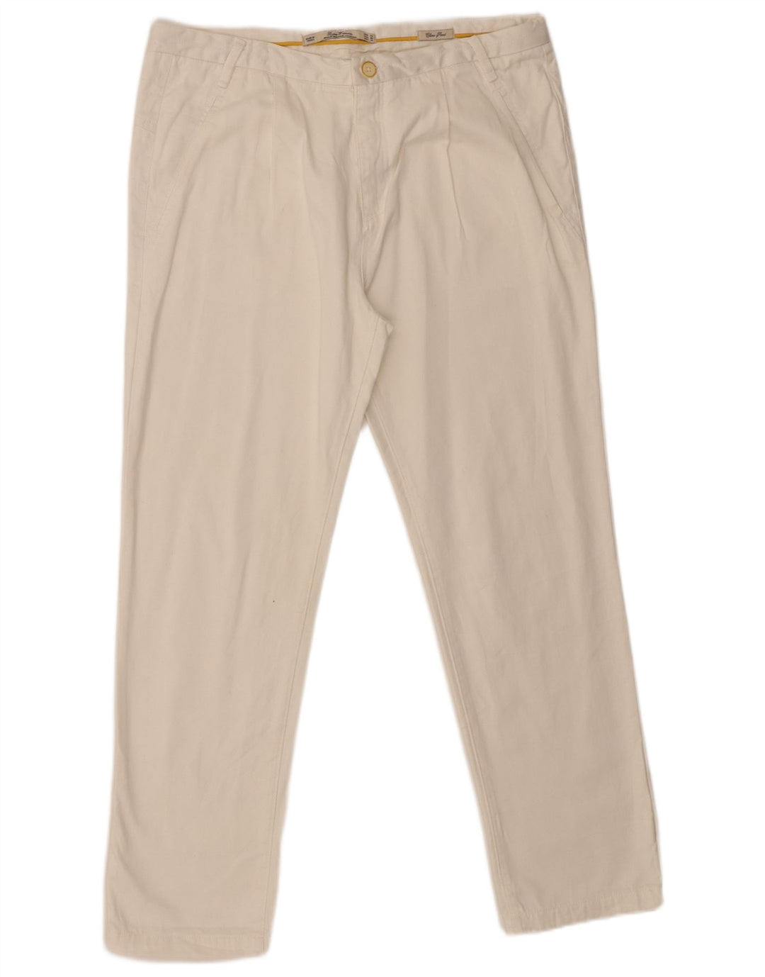 Zara Pantalon Chino Droit Femme EU 40 Medium W30 L28 Blanc
