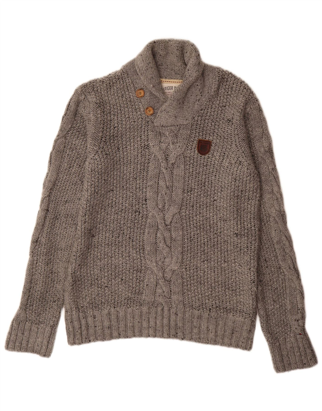 Tommy Hilfiger Pull Col Châle Homme Gris Moyen Acrylique