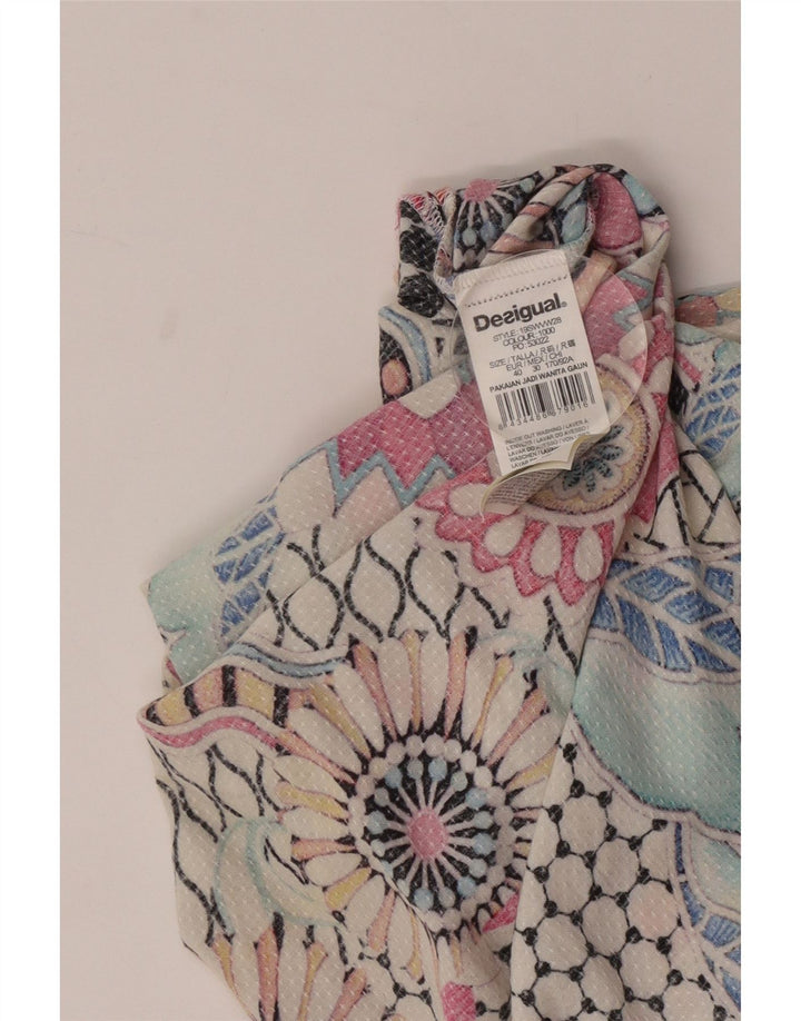 Desigual Robe longue à manches 3/4 pour femme EU 40 Medium Multicolore Floral