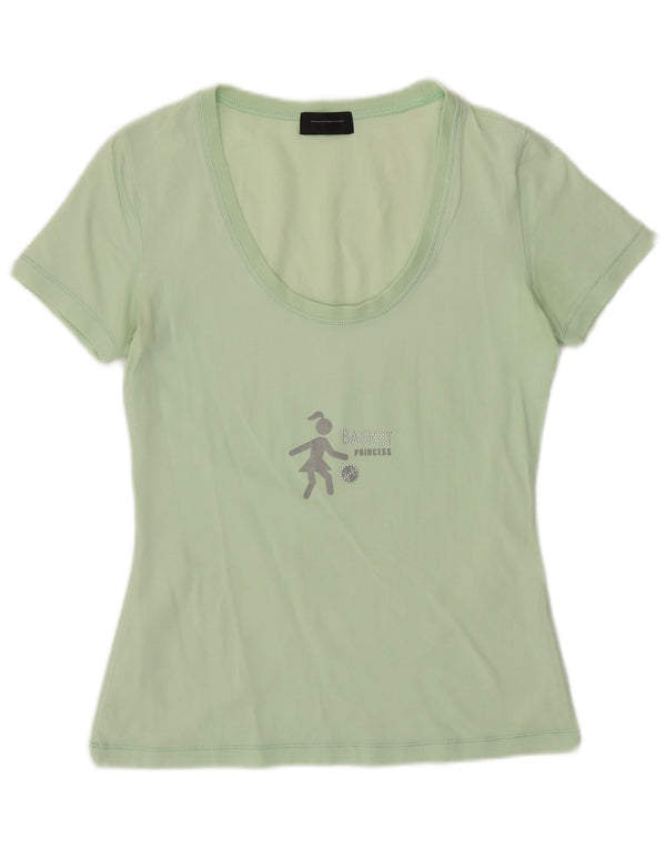 Sergio Tacchini T-shirt graphique pour femme UK 10 Small Vert