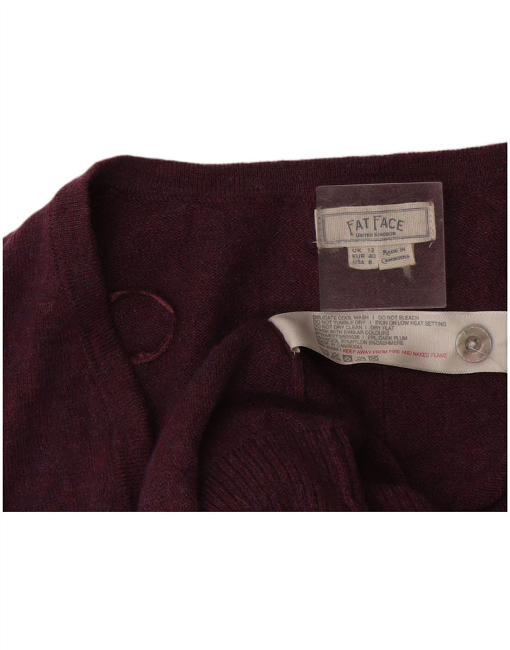 Fat Face Cardigan pour femme en laine bordeaux moyen UK 12