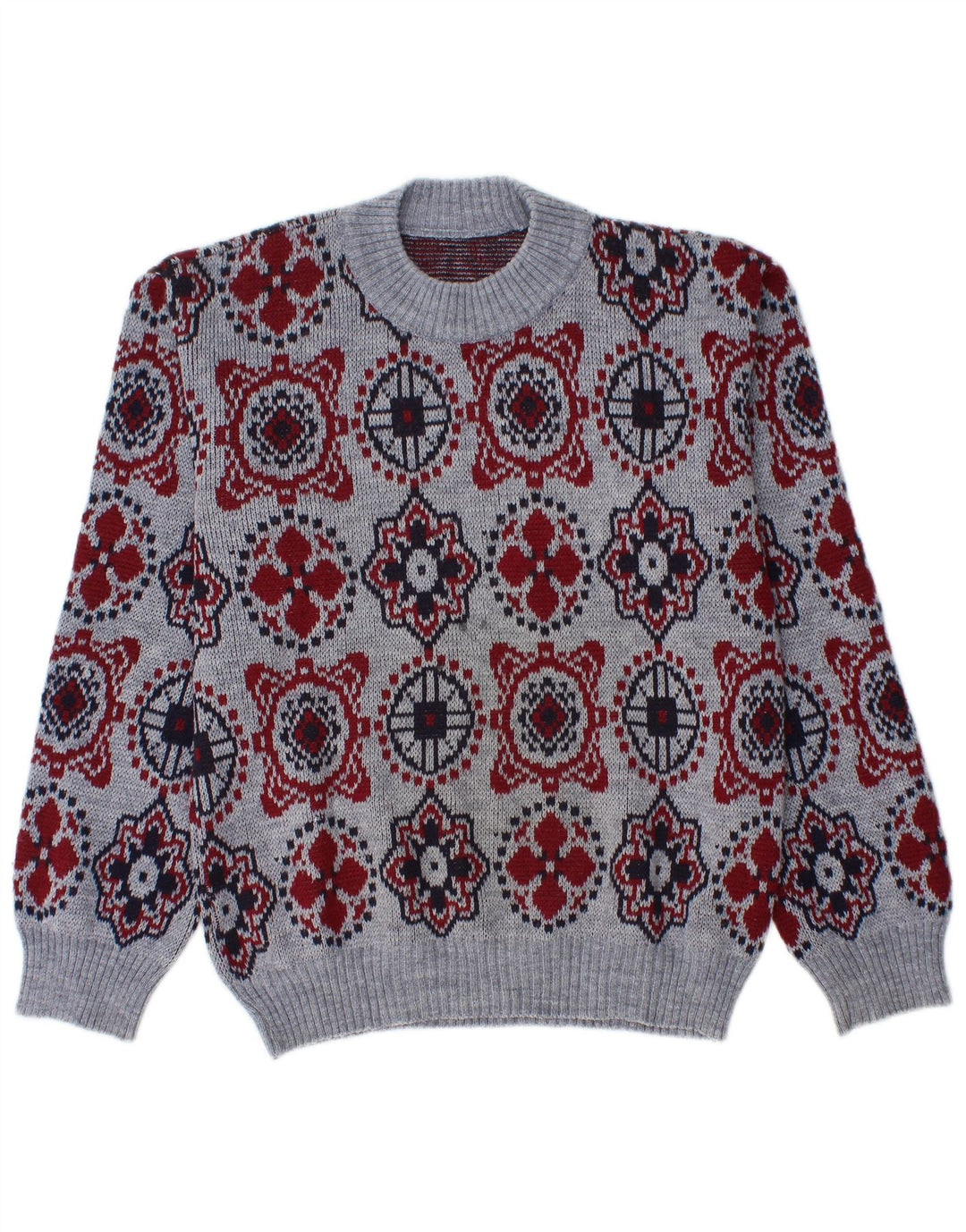 VINTAGE Pull à col rond pour homme Bleu moyen Fair Isle