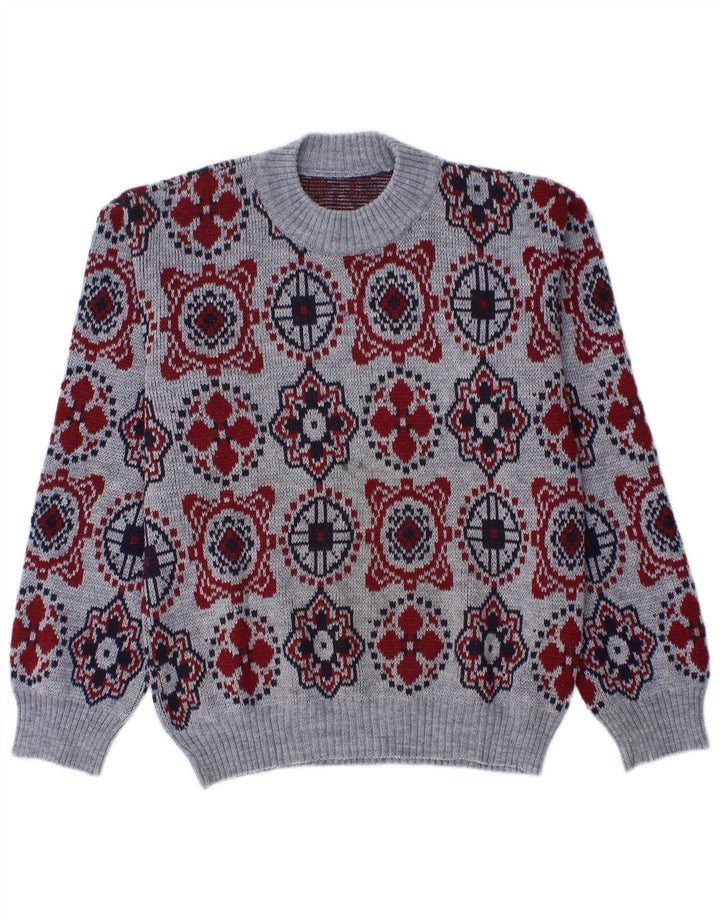 VINTAGE Pull à col rond pour homme Bleu moyen Fair Isle