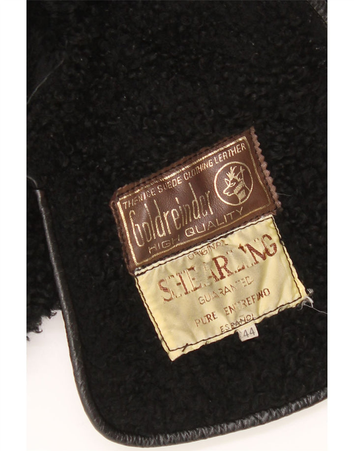 manteau en peau de mouton vintage pour femme IT 44 Shearling patchwork noir moyen