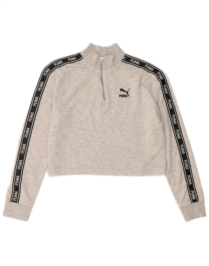 PUMA Sweat-shirt court pour femme UK 42 Gris moyen Colourblock