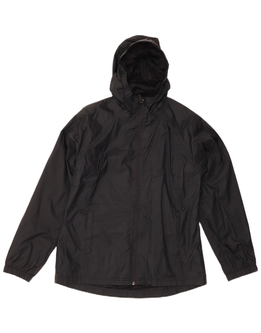 L.L.BEAN Veste de pluie à capuche surdimensionnée pour femme UK 10 Petit nylon noir