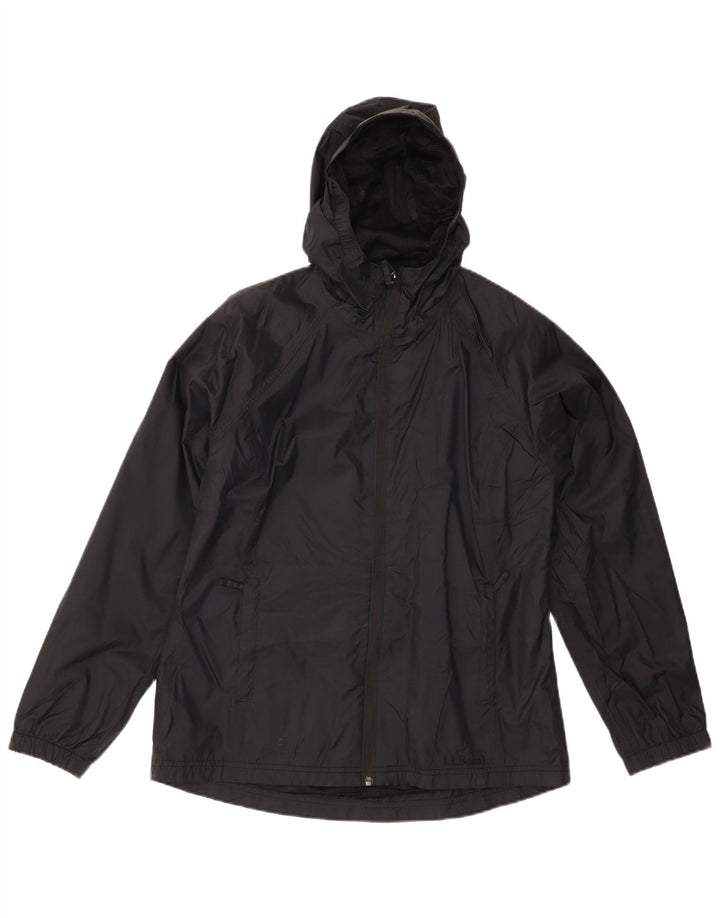 L.L.BEAN Veste de pluie à capuche surdimensionnée pour femme UK 10 Petit nylon noir