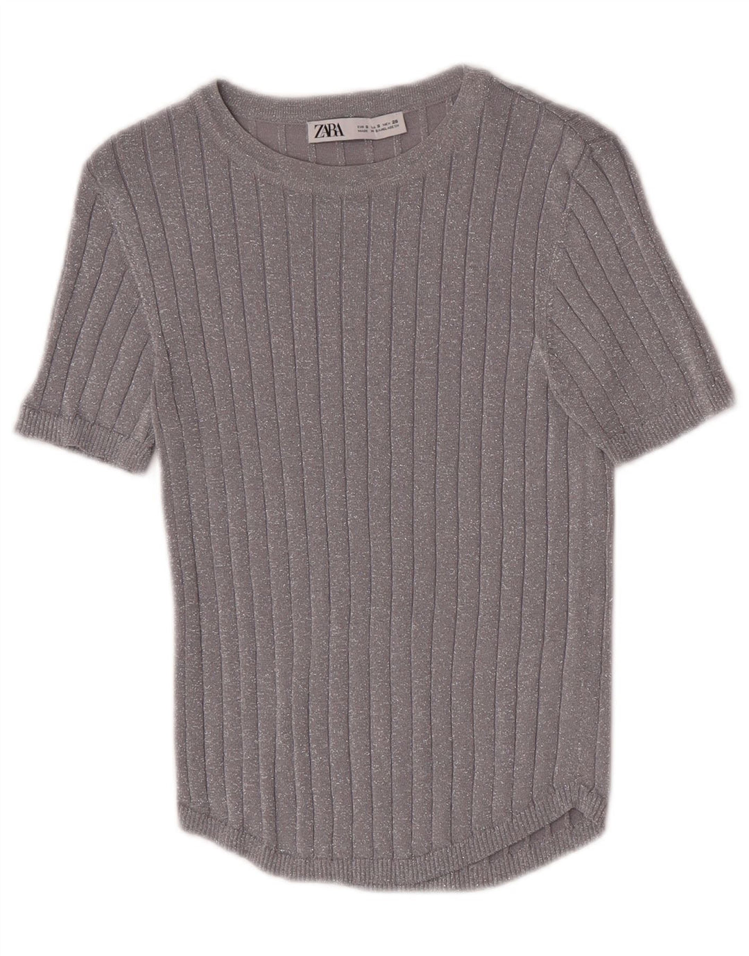 Zara Womens Blouse Top UK 8 Small Argent Moucheté