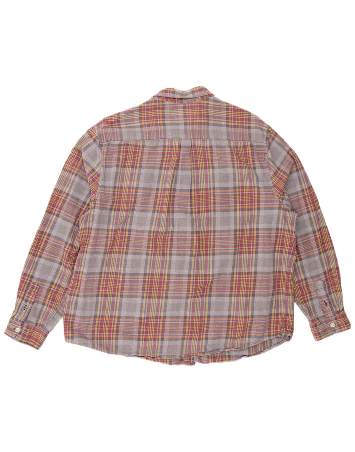VINTAGE Chemise en flanelle homme 2XL coton à carreaux multicolore