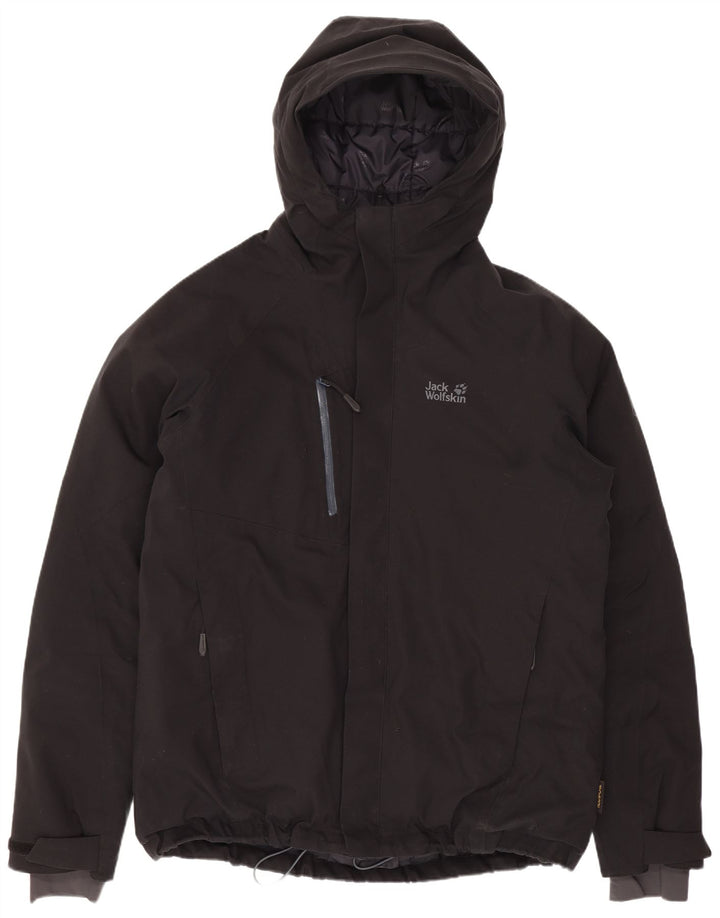 Jack Wolfskin Veste matelassée à capuche pour homme UK 40 Large Noir Polyester