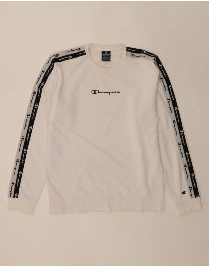 Champion Sweat-shirt graphique pour homme en coton color block blanc moyen