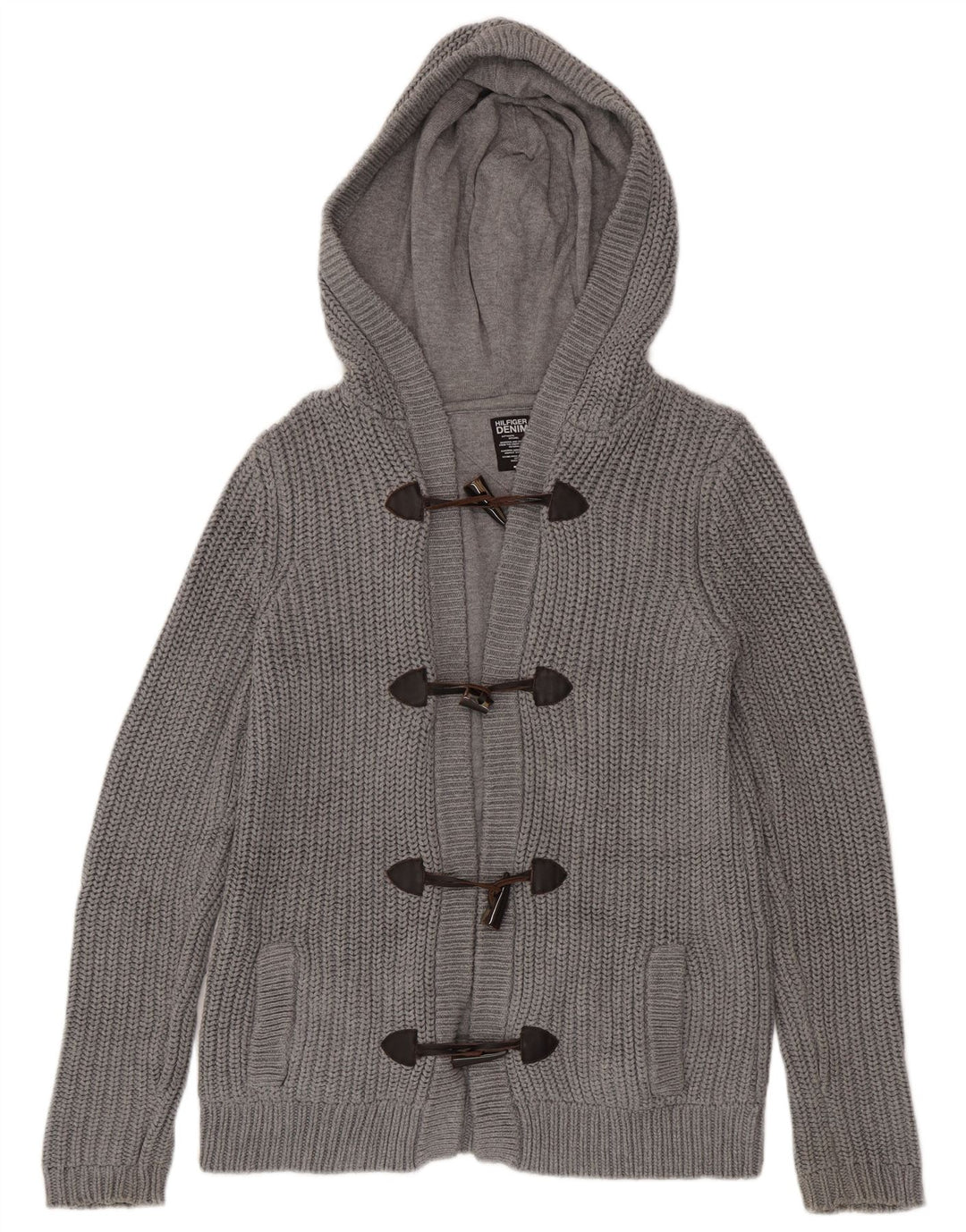 Tommy Hilfiger Cardigan à capuche pour homme en coton gris moyen
