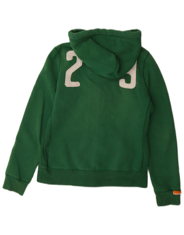Superdry Pull à capuche zippé graphique pour femme UK 16 Large Vert Coton