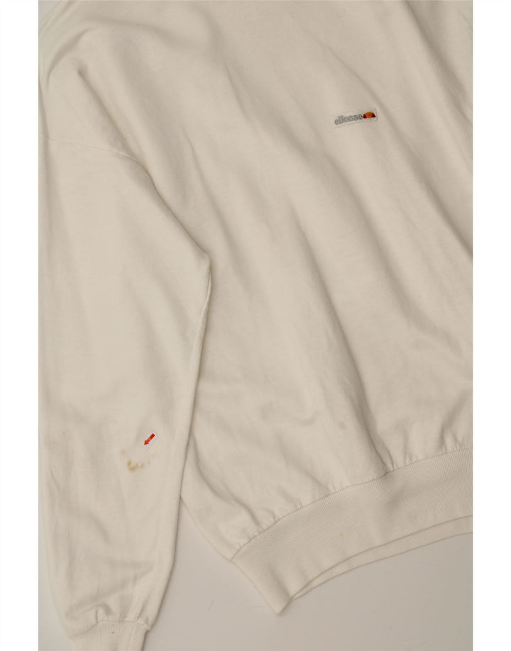 ELLESSE Mens Sweatshirt Jumper Small White Cotton Vintage Ellesse and Second-Hand Ellesse from Messina Hembry 