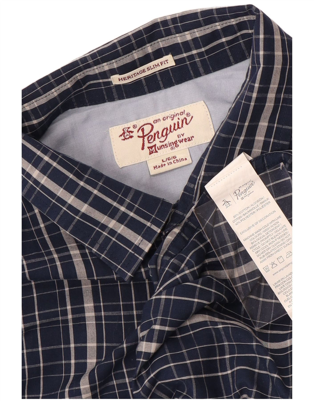 Penguin Chemise Heritage Slim Fit à Manches Courtes Homme Bleu Marine à Carreaux