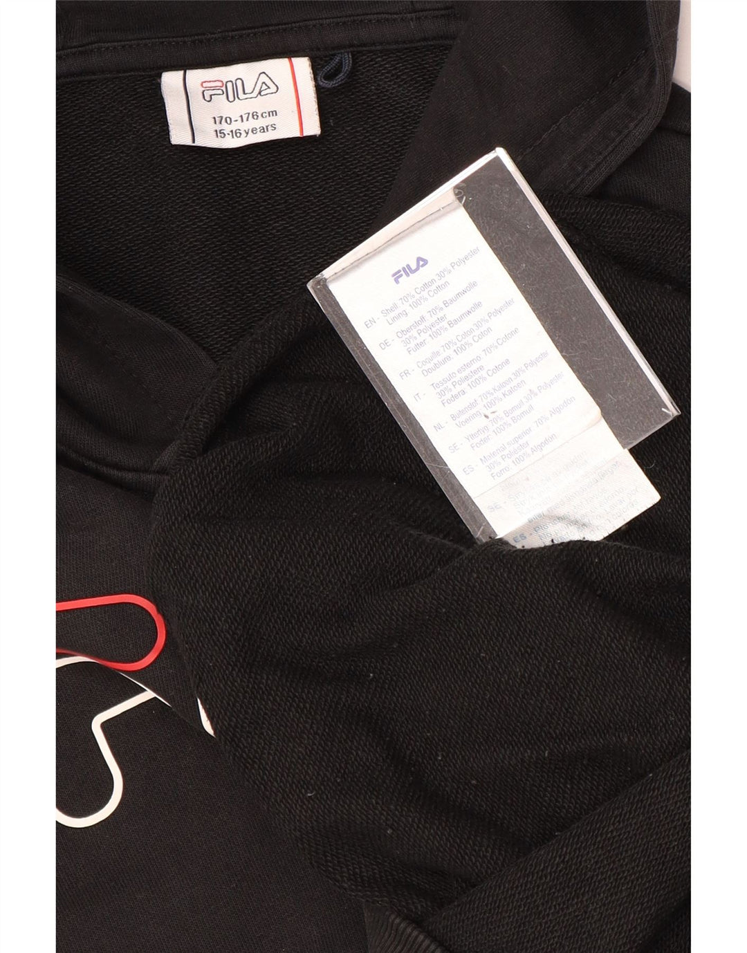 FILA Pull à capuche graphique garçon 15-16 ans Noir Coton