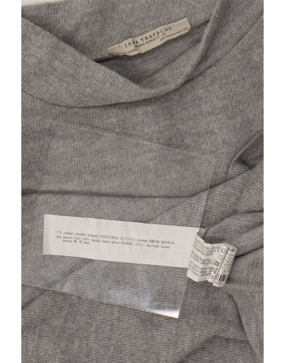 Zara Womens Trafaluc Crop T-Shirt Top UK 14 Gris Moyen Polyester