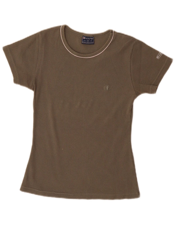 Champion T-Shirt Femme Top UK 12 Coton Kaki Moyen