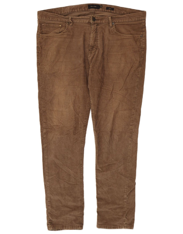Massimo Dutti Pantalon slim en velours côtelé pour homme EU 46 XL W36 L30 Marron