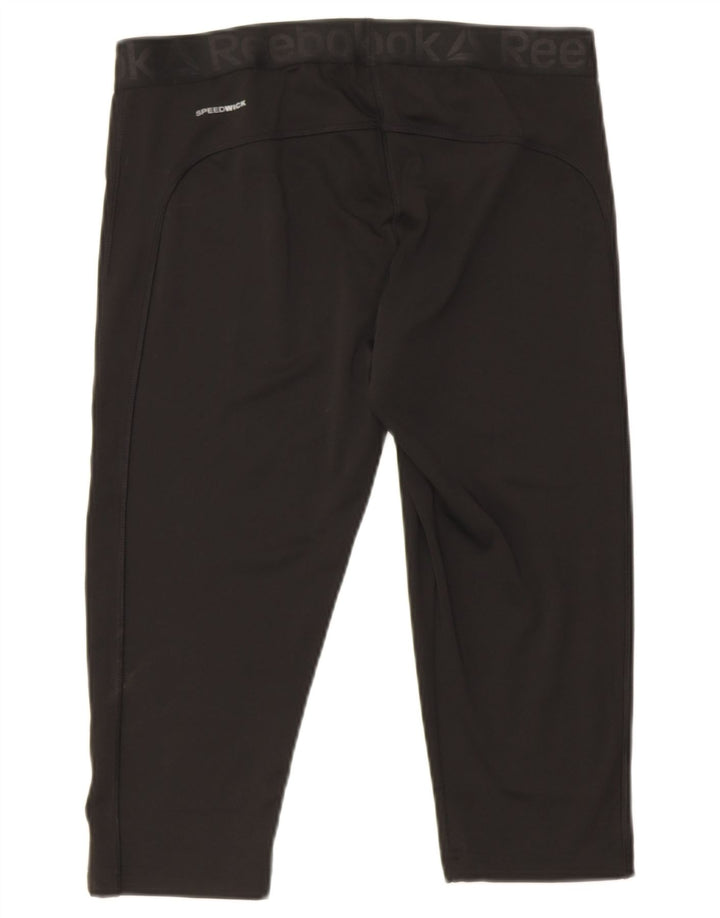 Reebok Femmes Capri Leggings UK 16/18 Grand Noir Polyester