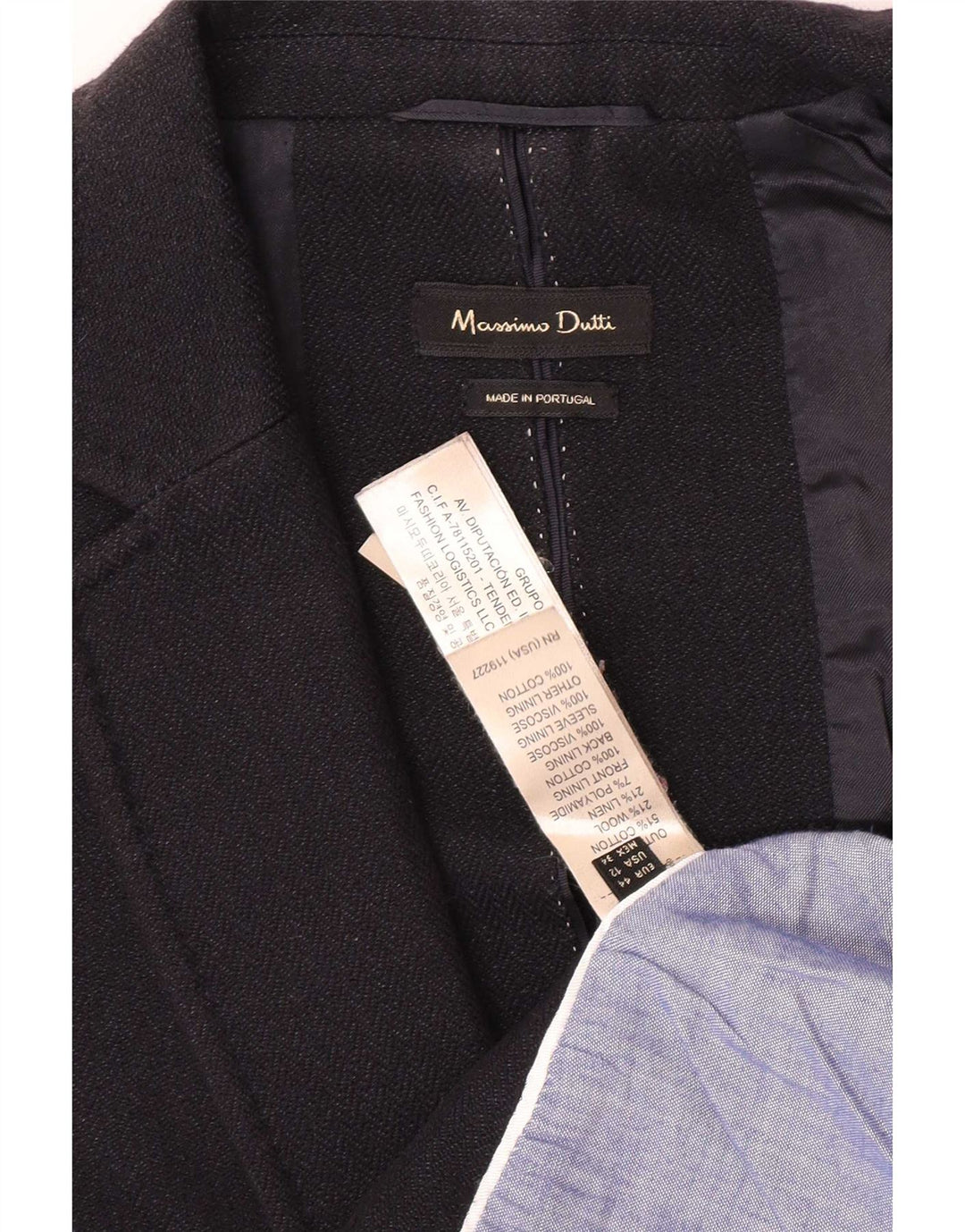 Massimo Dutti Veste Blazer 1 Bouton Femme EU 44 XL Coton Noir
